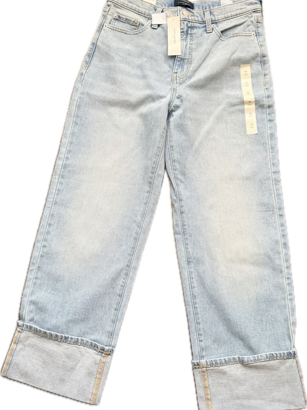 Banana Republic Light Blue Wide Leg Jeans “Straight High Rise” Cuffed